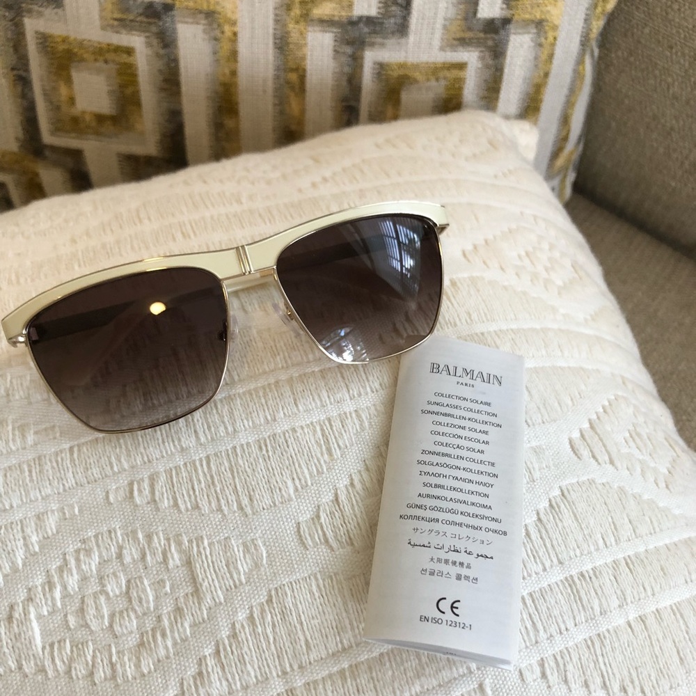 New Balmain Ivory Metal Sunglasses for Women